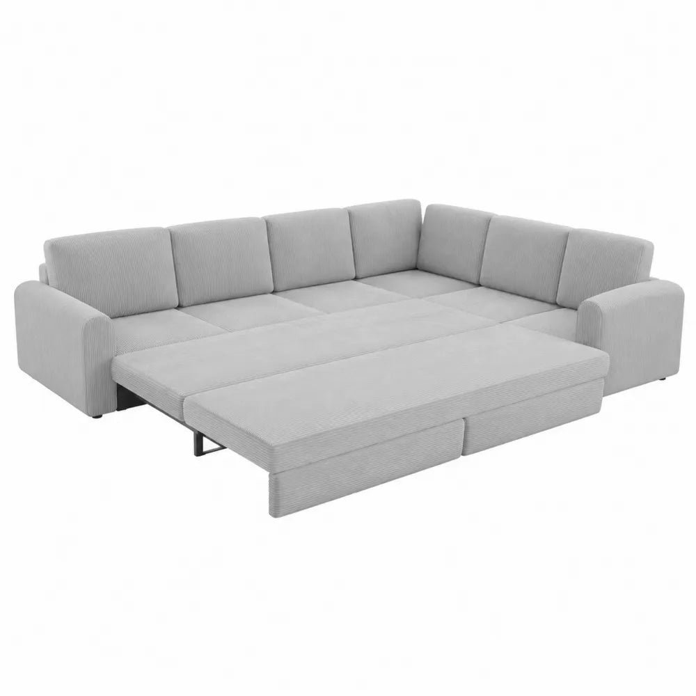 Sofá cama esquinero convertible de tela gris