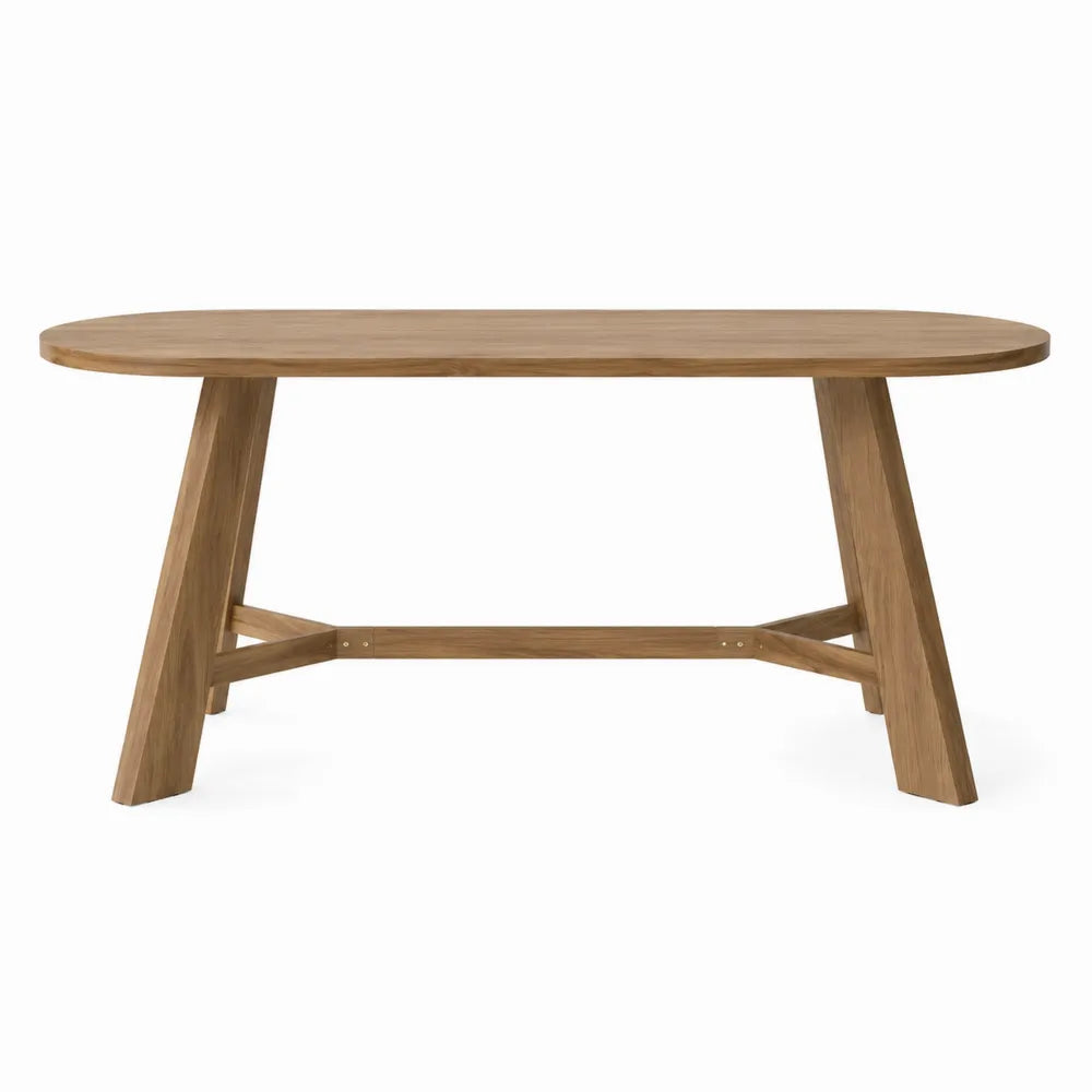 Mesa de comedor ovalada de madera de roble