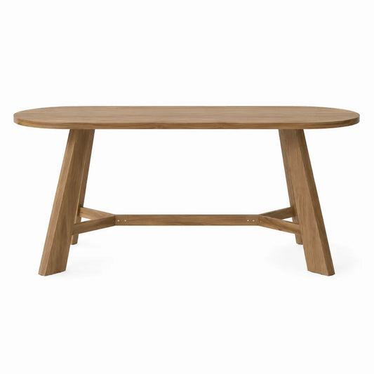 Mesa de comedor ovalada de madera de roble