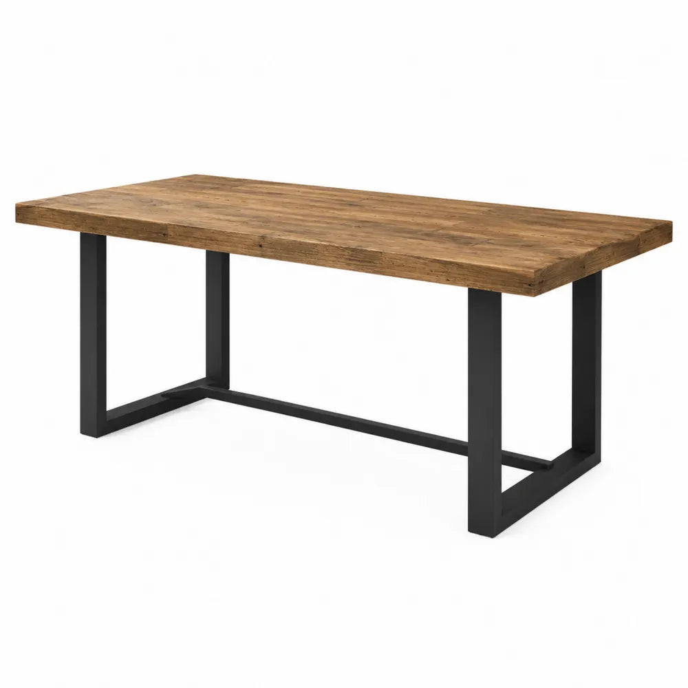 Mesa de madera de roble y acero 180x90x75 cm