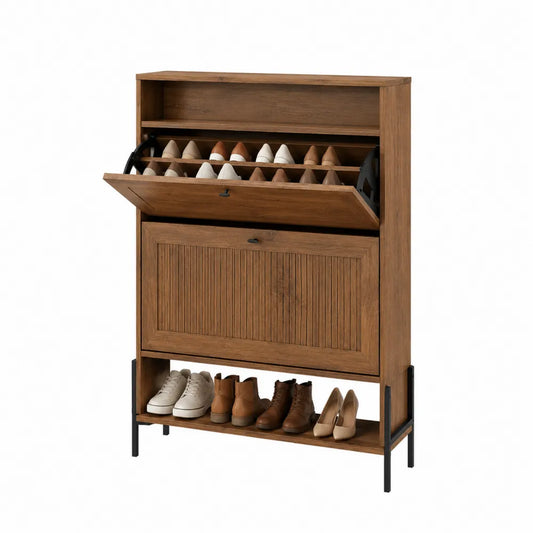 Zapatero de Madera y Metal con Puertas Abatibles