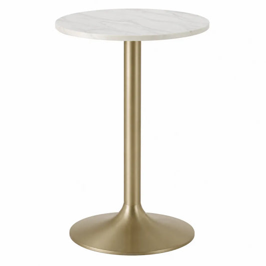 Mesa redonda de mármol blanco y base metálica dorada 75cm